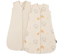 Sacco Nanna Neonato PewinGo 0.5 TOG 0-6 Mesi | 2 Pezzi in Cotone 100% | Coperta Indossabile con Doppia Cerniera | Morbido, Traspirante & Lavabile in Lavatrice -Beige