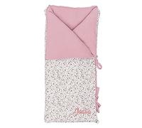 Sacco nanna o Copertina avvolgente per bebé - Convertibile in coperta personalizzato con Nome o Iniziali - Imbottito extractible - 95 x 72 cm - Mantiene il calore - Fiori Julia - Nenel