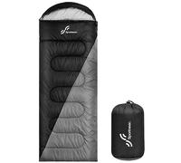 Sacco nanna outdoor per campeggio: Sportneer 3-4 stagioni Sleeping Bag 220 x 81 cm, portatile, ultraleggero, caldo, estivo, per bambini, adulti, durante il trekking, viaggi, nero+grigio