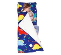 Sacco nanna per bambini con cuscino, coperta con chiusura lampo, 115 x 47 cm, sacco a pelo per bambini, morbido e caldo, pieghevole, in cotone, per asilo, per interni, campeggio (stile 1)