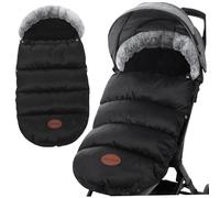 Sacco Nanna per Passeggino, Coprigambe per Passeggino Foderato in Pile Ispessito, Calda Copertura per l'Inverno con Collo in Pelliccia e Cerniera, Sacco a Pelo Impermeabile, 35x14 Pollici