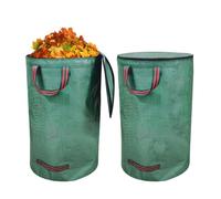 Sacco per rifiuti da giardino, 120 l x 2 cm, con coperchio, resistente sacchi per foglie, 150 g/m², impermeabile e pieghevole, con manici, sacchi per la spazzatura da giardino riutilizzabili per rami