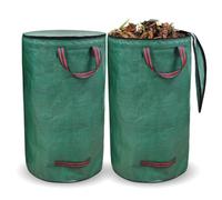 Sacco per rifiuti da giardino, 120 x 2, con coperchio, impermeabile, pieghevole, riutilizzabile, robusto, con manici, contenitore per rifiuti da giardino, erbacce, sporco, foglie