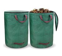 Sacco per rifiuti da giardino, 272 x 2, con coperchio, impermeabile, pieghevole, riutilizzabile, robusto, con manici, contenitore per rifiuti da giardino, erbacce, sporco, foglie