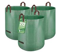 Sacco per rifiuti da giardino, set di 3 sacchi grandi per foglie autoportanti, capacità 272 litri, con manici per un facile spostamento e trasporto