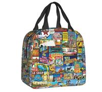 Sacco pranzo isolante personalizzato della Main Street Of America Route 66 per donne Frigorifero impermeabile Scatola termica per il pranzo per bambini Bambini in età scolastica
