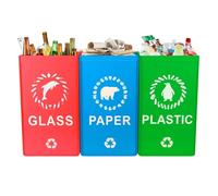 Sacco Riutilizzabile Per La Raccolta Differenziata - Cestino Intrecciato Resistente | 3 Pezzi Borse Robuste Impermeabili Riutilizzate con Manico,Per Cestini Rifiuti Casa Cucina Ufficio Cortile