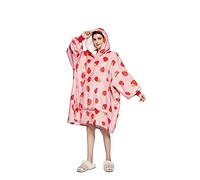 Sacebeleu Felpa con cappuccio, morbida coperta Sherpa, con maniche, con cappuccio, oversize, con tasca a marsupio, coperta in pile di flanella, taglia unica per donna e uomo, fragola, Taglia unica