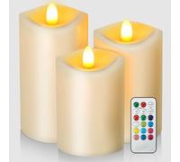 sacemontic Candele a LED, senza fiamma, con funzione timer, 3 pezzi LED Tealight con telecomando, candele a batteria con telecomando a 18 tasti, candele elettriche simulate per decorazioni natalizie