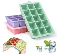 sacemontic Vassoio per Cubetti di Ghiaccio Impilabile con Coperchio, Set di 3 Grandi Vassoi per Cubetti di Ghiaccio in Silicone Senza BPA, Impilabile per Bevande Fredde, Whisky, Cocktail, Cibo