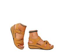 SACFOF Sandali da donna con zeppa e plateau, estivi, cinturino alla caviglia, punta aperta, sandali eleganti comodi da passeggio