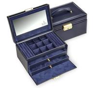 SACHER Astuccio per Gioielli Elly/acuro/Blu/Cuoio/Handmade in Germany