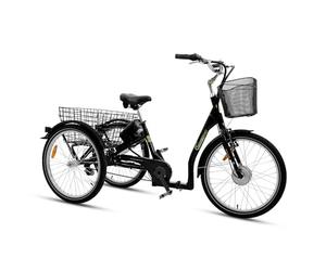 SachsenRAD T3A Trio II Triciclo elettrico per Anziani, 20” in Alluminio con Telaio Basso, Assistente alla Spinta 6 km/h, differenziale e luci LED omologate StVZO