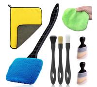 SacJkt Pennello Pulizia Auto Interni, 5 Pezzi Set di Spazzole Pulizia Auto, Spazzole Morbide per Dettagli Auto con Panno Assorbente in Microfibra per Cruscotto, Presa Daria