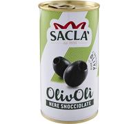 Saclà, OlivOlì, Olive Nere Denocciolate, Ideali per Insalate e per Arricchire i Tuoi Piatti, Lattina, 330g (150g sgocciolato), Confezione da 12 pezzi