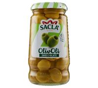 Saclà, OlivOlì, Olive Verdi Denocciolate, Ideali per Aperitivo, Insalate e per Arricchire i Tuoi Piatti, Vaso Vetro, 290g (120g sgocciolato), Confezione da 12 pezzi