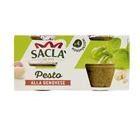 Saclà, Pesto alla Genovese 4xME, Condimento per Pasta e per Arricchire i Tuoi Piatti, con Basilico Italiano, 4 Monoporzioni da 45g, 180g, Confezione da 6 pezzi