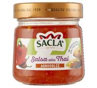 Saclà, Salsa alla Thai, Condimento a Base di Peperoni, Aglio e Peperoncino, Piccante e Agrodolce, Ideale con Piatti di Carne, Pesce e Fritture, Vaso Vetro, 210g, Confezione da 6 Pezzi