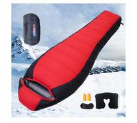 Saco de Dormir Ultraligero 90% Plumón de Pato Blanco -5℉-50℉ Impermeable Compacto, Saco Dormir 0 Grados Almohada de viaje incluida, Ideal para Camping,red-1800g
