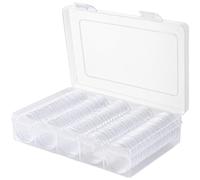Sacolin 100 porta monete per collezionisti, capsule trasparenti con cuscinetti regolabili da 19-30 mm, scatola portaoggetti con apertura a mezzaluna, organizzazione per monete commemorative