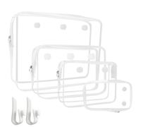 Sacolin 4 sacchetti per accessori da spiaggia, sacchetti trasparenti con cerniera, sacchetti interni impermeabili, 2 ganci bianchi per borse da spiaggia, sacchetti per cosmetici