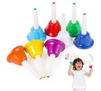 Sacolin Campane a mano a 8 note, set di campane in metallo per i più piccoli, strumenti musicali a percussione giocattoli per insegnamento musicale, campanelle musicali diatoniche colorate per coro