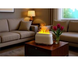 Sacolin Diffusore di fiamma, umidificatore per oli essenziali da 200 ml, con luce notturna, purificatore d'aria, addominali, 7,1 x 2,8 x 11,4 cm, bianco