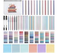 Sacolin Kit per annotazioni di libri, set completo per appunti con 2640 linguette adesive, 300 note adesive, 11 penne gel, 12 evidenziatori, 2 pennarelli neri per gli amanti dello studio e dei libri