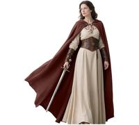 Sacolin Mantello con cappuccio, lunghezza alla caviglia, mantello rinascimentale in cotone, da donna, costume medievale da vagabondo nel bosco, per Halloween, cosplay, LARP, caffè