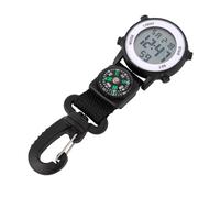 Sacolin Orologio da trekking / campeggio con bussola, display digitale da 1,65 pollici e retroilluminazione, design a moschettone, impermeabile, per uomo e donna