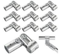 Sacolin Raccordi per tubi a T, dieci pezzi, morsetti per recinzione per tubi a T a due porte, connettori per tubi regolabili a 2 vie, con bulloni, dadi, chiave, raccordi modulari per tubi in acciaio