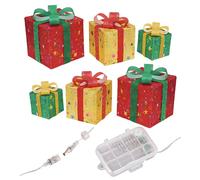 Sacolin Set di 3 scatole regalo decorative illuminate a LED, per feste natalizie, tessuto in PVC, decorazioni per interni ed esterni con renne