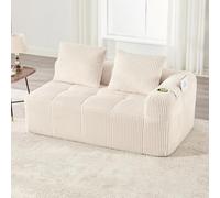 SACOOL Comodo divano a due posti in tessuto a corda, morbido cuscino posteriore, tasca laterale per telecomando e cellulare, porta bevande integrato