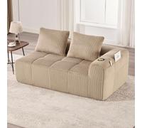 SACOOL Comodo divano in tessuto a due posti - morbido cuscino per la schiena, tasca laterale per telecomando e cellulare, porta bevande integrato