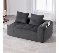 SACOOL Comodo divano in tessuto a due posti - morbido cuscino per la schiena, tasca laterale per telecomando e cellulare, porta bevande integrato