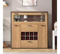SACOOL Credenza elegante armadietto per vino con doppie ante in vetro e supporto per vino - Perfetta conservazione in un elegante