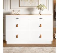 SACOOL Credenza in vetro di sicurezza monolastra, comò con 6 cassetti, da toeletta, divisorio, antiribaltamento, armadietto alto per camera da letto e tutti i salotti, larghezza 120 x profondità 40 x