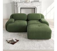 SACOOL Divano angolare da 82" in morbido tessuto a coste, modulare combinabile con braccioli curvi, imbottitura in schiuma ad alta elasticità, senza montaggio per soggiorno, zone di riposo e camera da