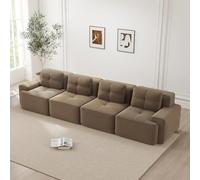 SACOOL Divano modulare 4 posti Boneless divani per soggiorno, comodo sedile basso imbottito Corduroy-Cloud, design antiscivolo marrone