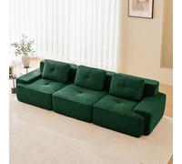 SACOOL Divano modulare a 3 posti Cloud ad angolo, divano senza fili, modulare oversize, comodi divani corduroy cloud, sedile basso per soggiorno, divano senza montaggio, verde
