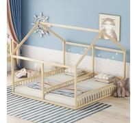 SACOOL Letto singolo 90 x 200 cm, letti piatti, modelli casalinghi, letti 2 in 1, colore naturale