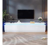 SACOOL Mobile per TV bianco lucido, 180 x 34 x 40 cm, con LED e 4 cassetti, supporto per TV e TV da 80 pollici