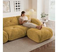 SACOOL Poltrona angolare modulare a forma di L, divano angolare a quattro posti, con poggiapiedi, base antiscivolo, nessun montaggio richiesto, adatta per soggiorno, colore: giallo