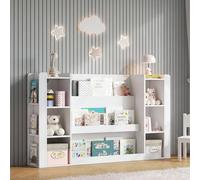 SACOOL Scaffale per libri con spazio portaoggetti, armadio per bambini e libreria, mobile in legno per la cameretta dei bambini, bianco, 140 x 30 x 95 cm