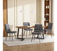 SACOOL Set da pranzo da 5 pezzi, tavolo da pranzo con 4 sedie, moderno tavolo da cucina con venature in legno con gambe in metallo nero, piano in MDF, colore noce, grigio scuro