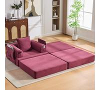 SACOOL Sgabello a compressione, in velluto a coste, morbido, delicato sulla pelle, 2 blocchi in schiuma spessa per un elevato comfort di seduta, pieghevole in una poltrona singola, salvaspazio