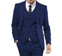 Sacos para Hombre De Vestir One Button Solid Blazer Business Jacket Vest Pants Set Wedding Blazer Suit