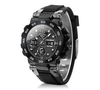 SACOSDING Orologio da uomo al quarzo, impermeabile, luminoso, multifunzione, analogico e digitale, quadrante grande, facile da leggere, comodo cinturino in silicone, per allenamento, escursionismo