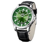 SACOSDING Orologio da uomo, unico stile roulette, al quarzo, analogico, 45 mm, in lega, impermeabile, luminoso, cinturino in pelle squisito e resistente, orologio da polso casual alla moda, Nero-verde