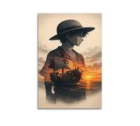 SACPFGUE Stampa artistica da parete su tela, motivo anime One Piece, poster decorativo per camera da letto, moderno, per camera da letto, 50 x 75 cm